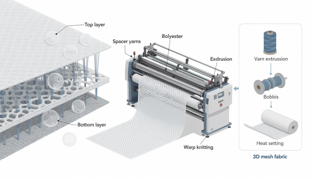Composition and Manufacturing of 3D Mesh Fabric