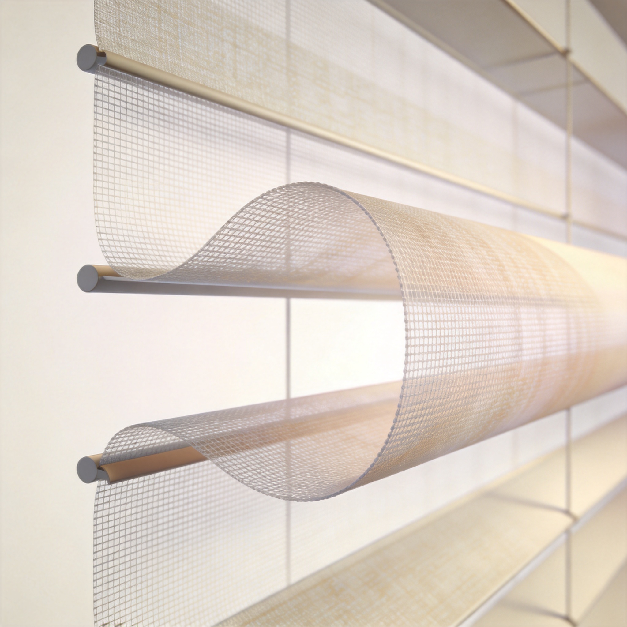 Close-up of 3D mesh fabric texture showing layered weave