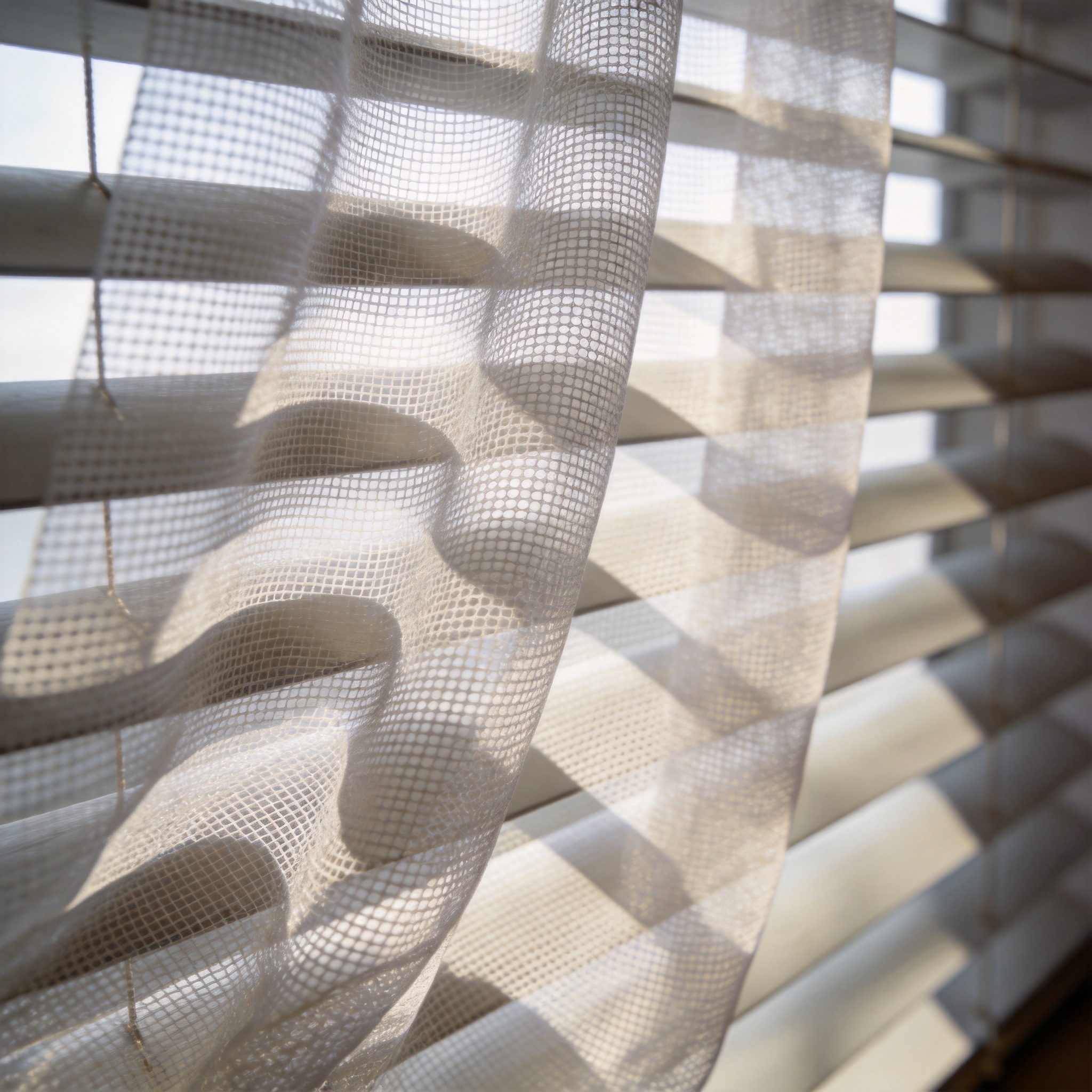 Day and night comparison of light filtration through 3D mesh fabric