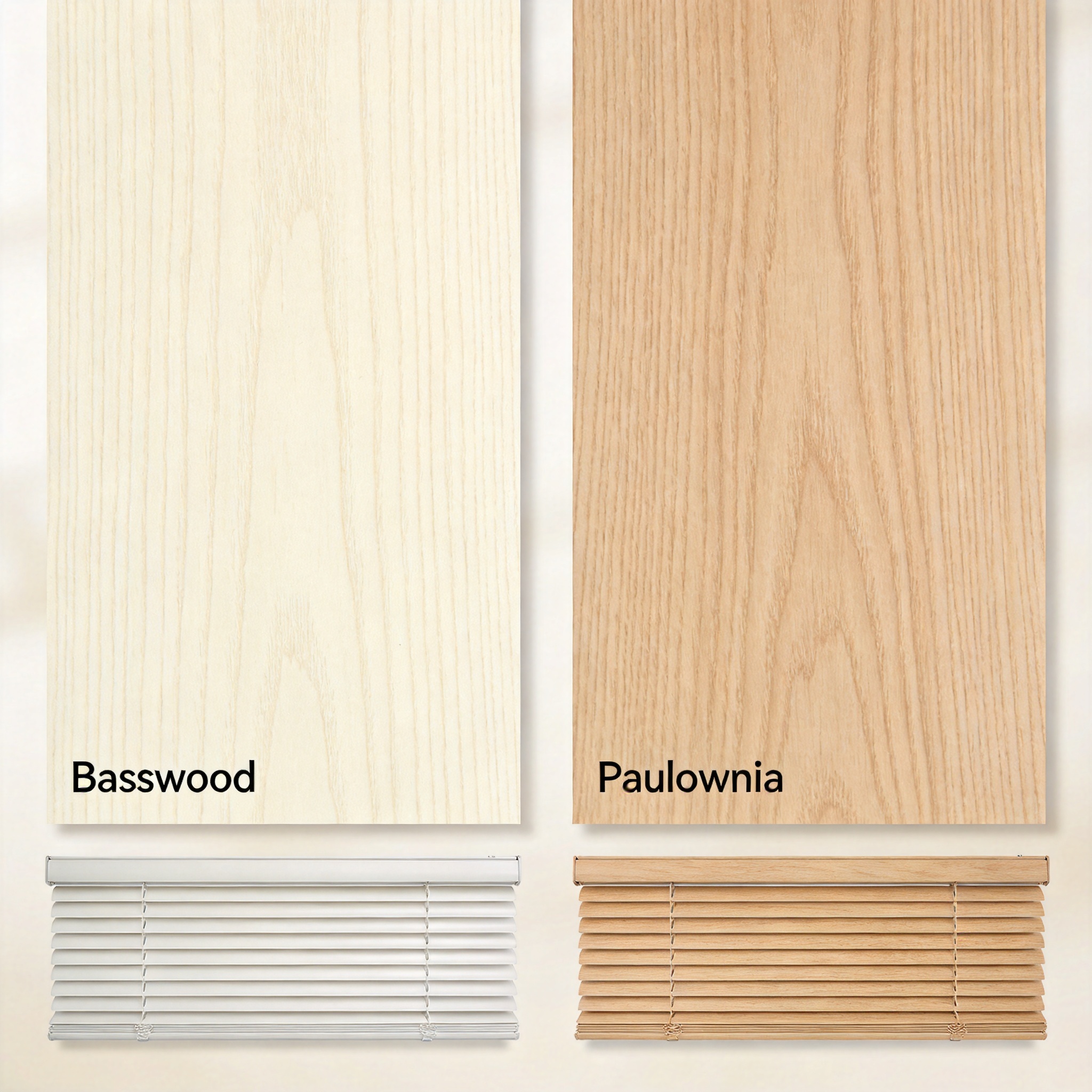 Basswood and Paulownia wood samples side by side