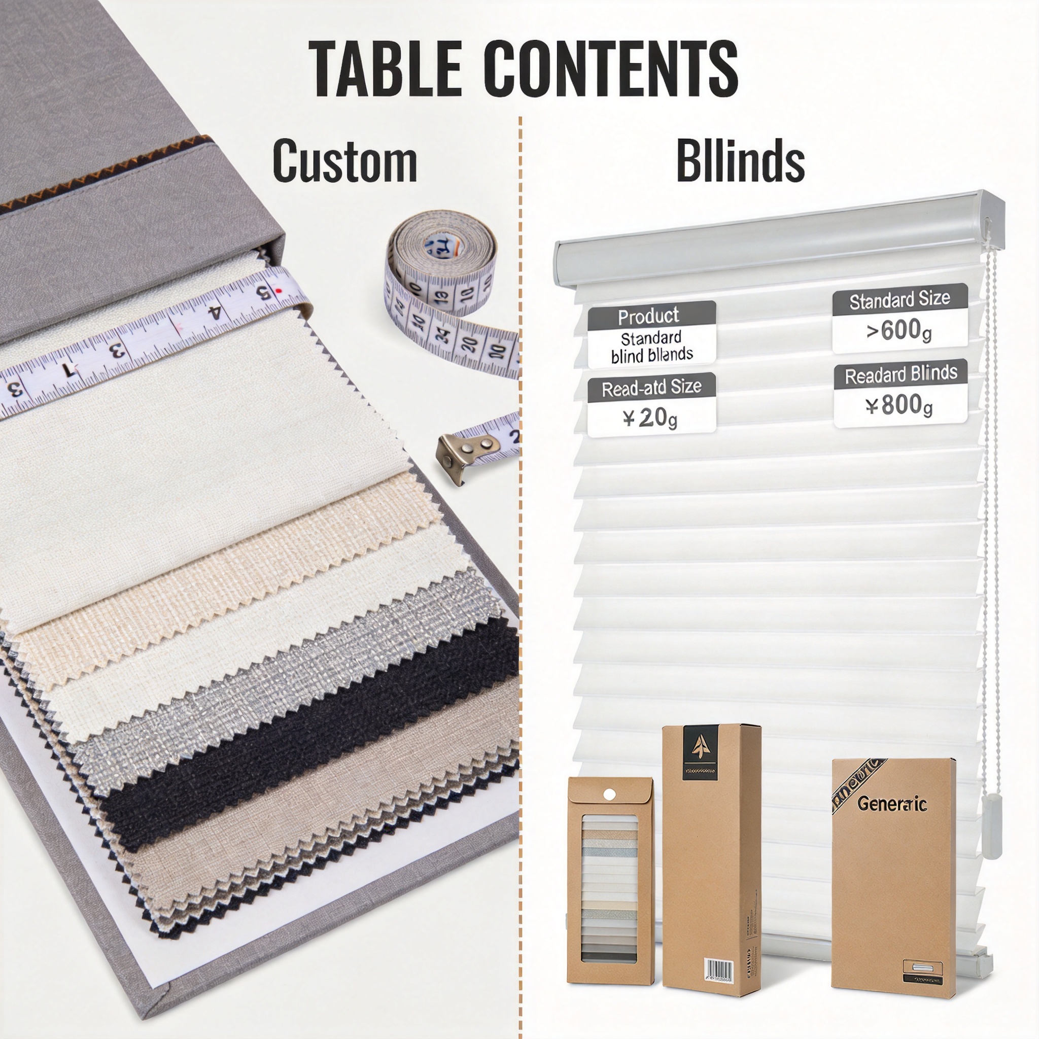 Comparison of custom blinds and ready-made blinds on a window