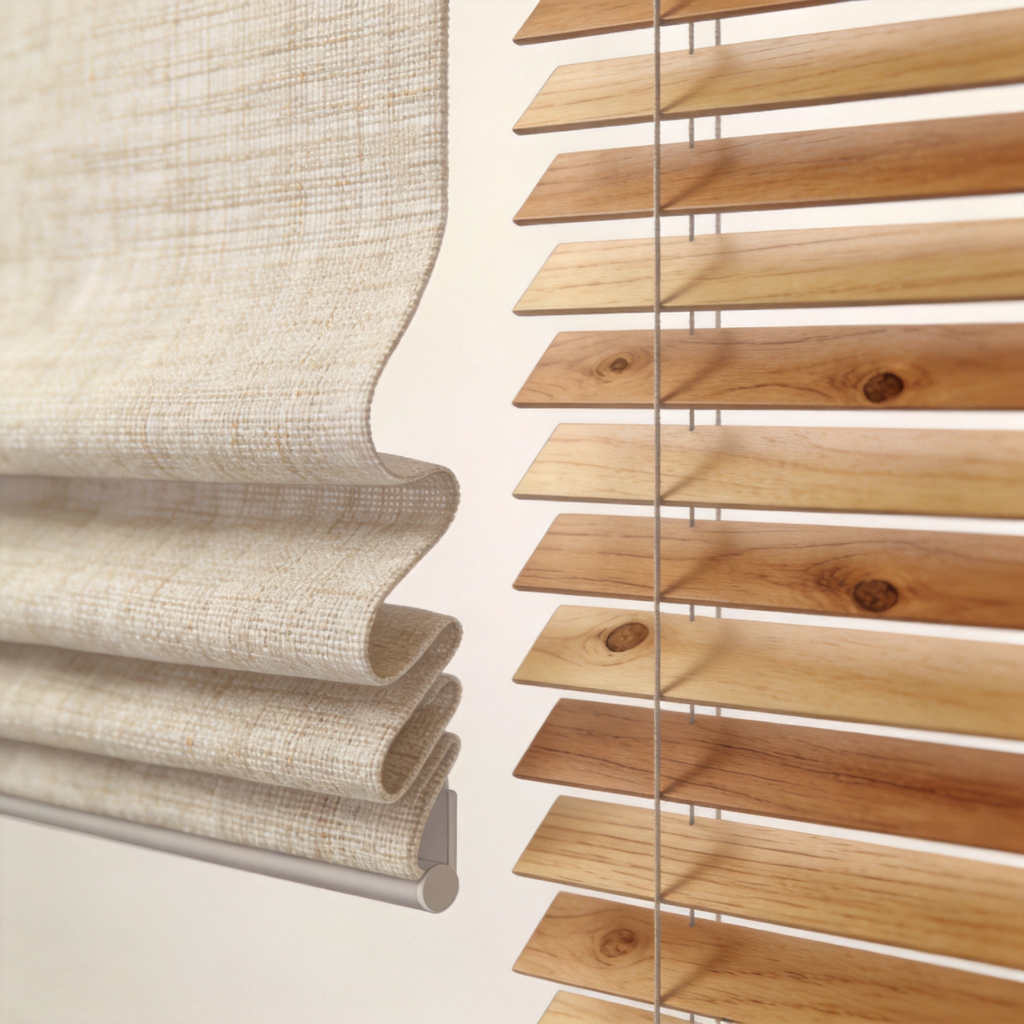 Fabric and wood blind material comparison