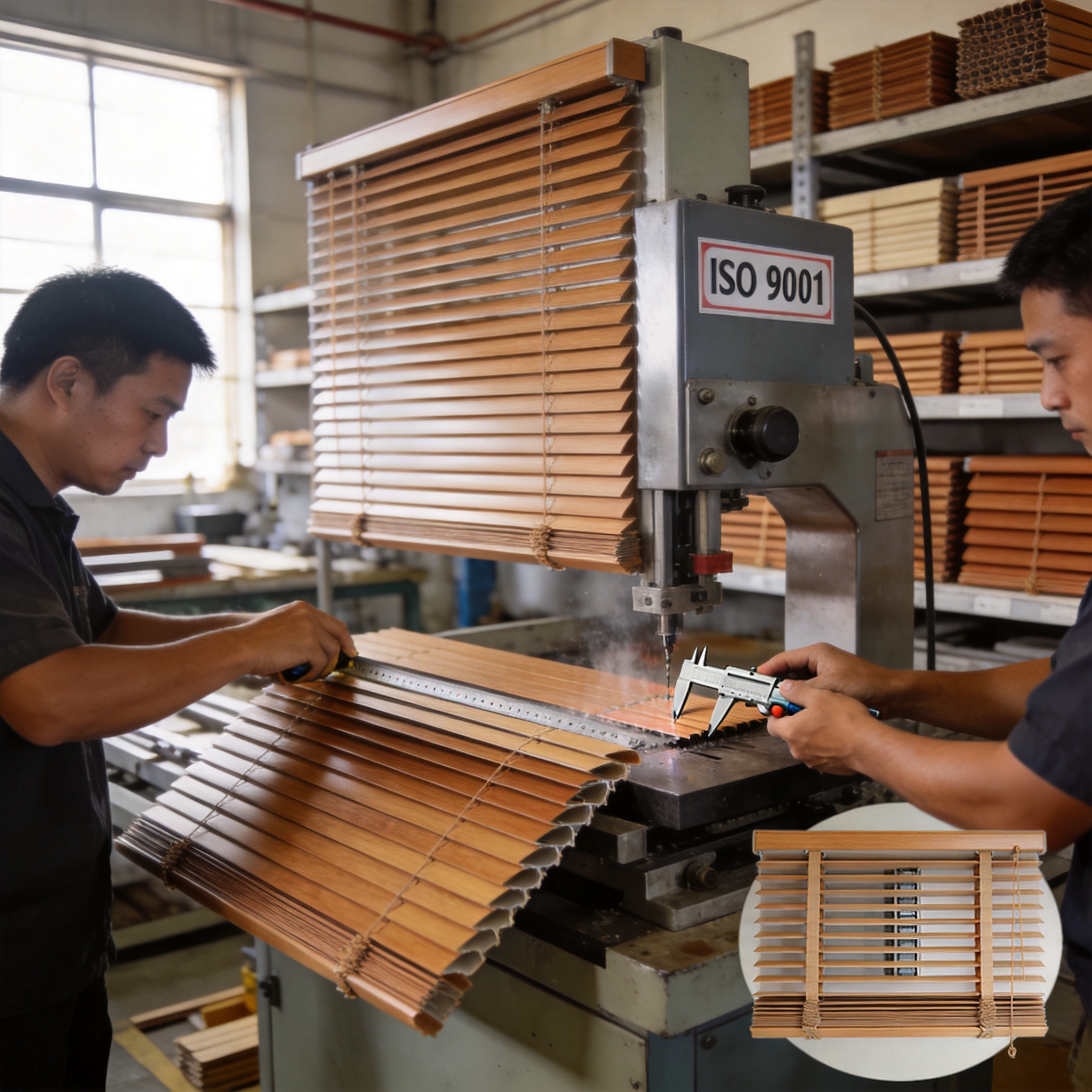 Venetian blind production line with quality checkpoints