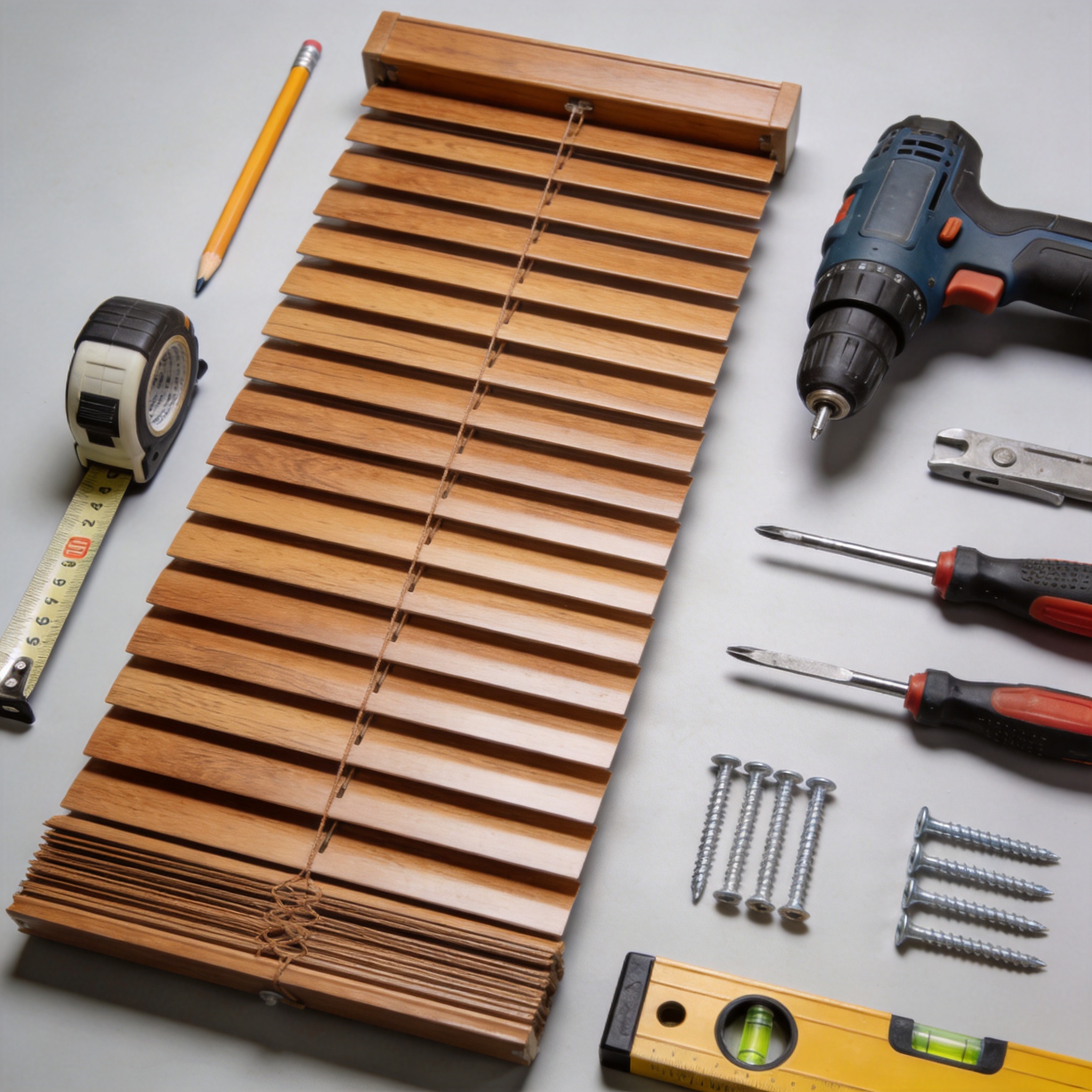 Measuring window width for wooden blinds with a tape measure