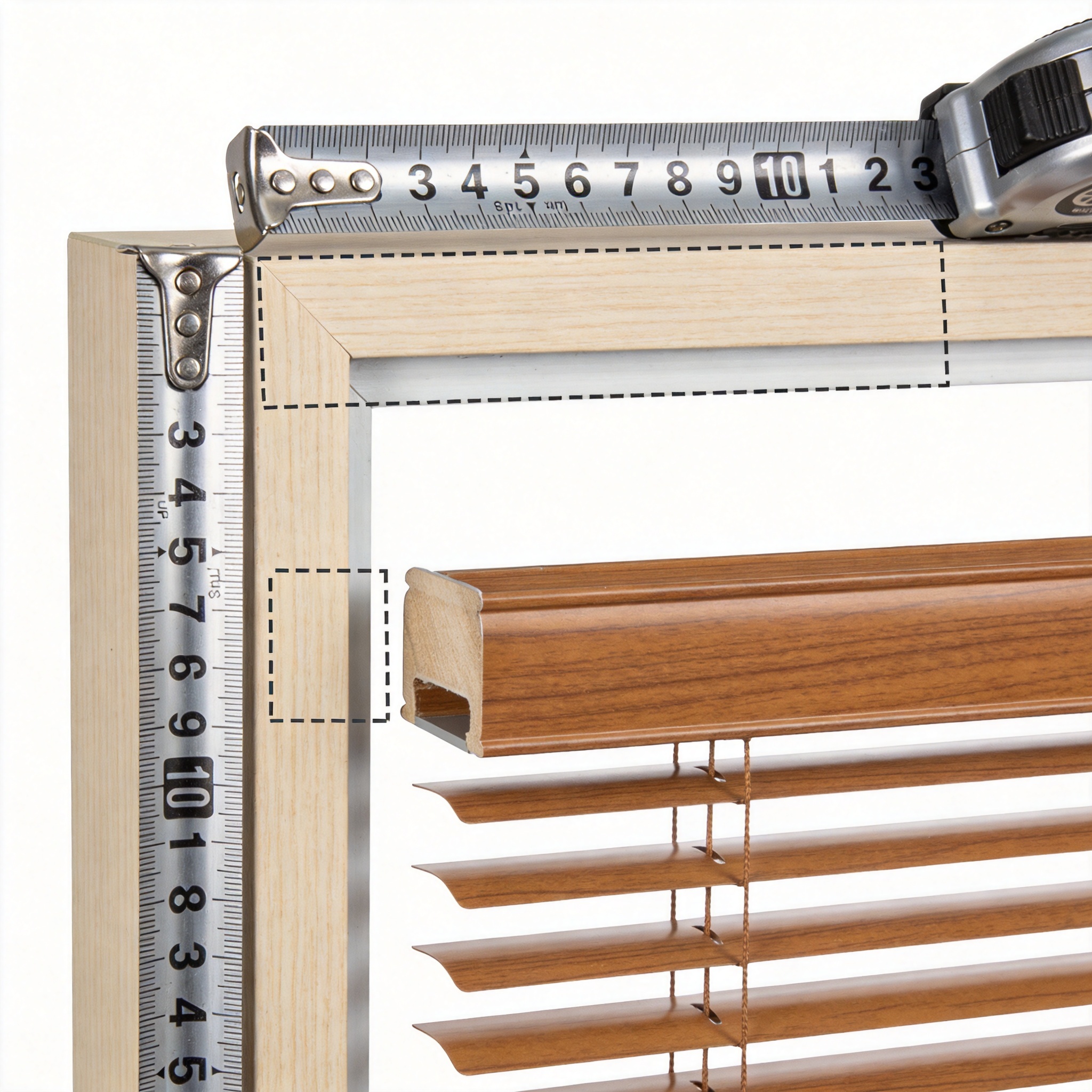 Comparison of inside mount and outside mount wooden blinds on a window