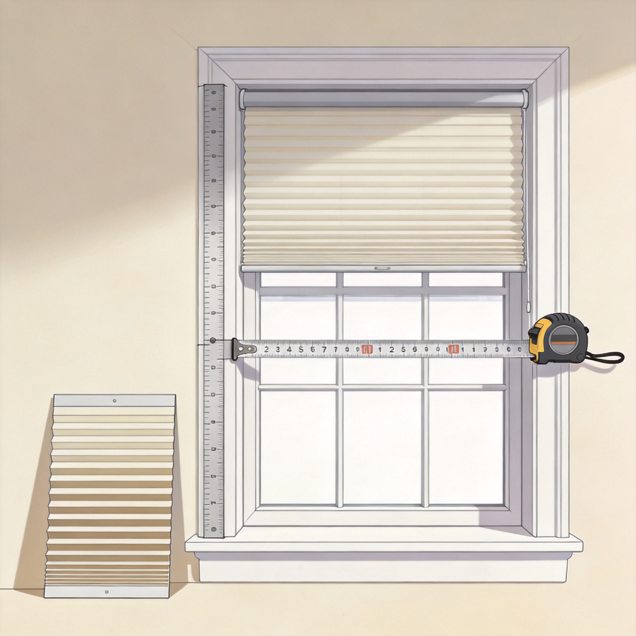 Measuring tape on a window frame showing accurate dimensions