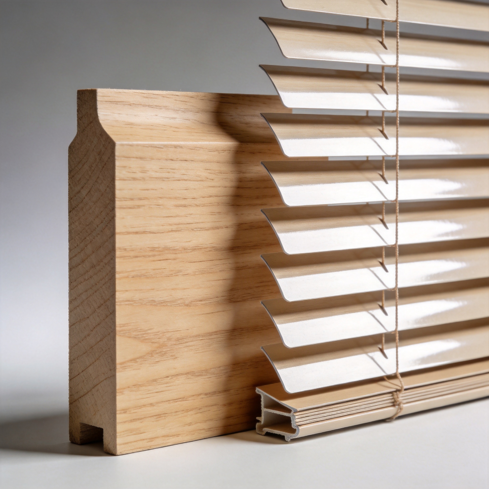 Comparison chart of wood density and stability for blind materials