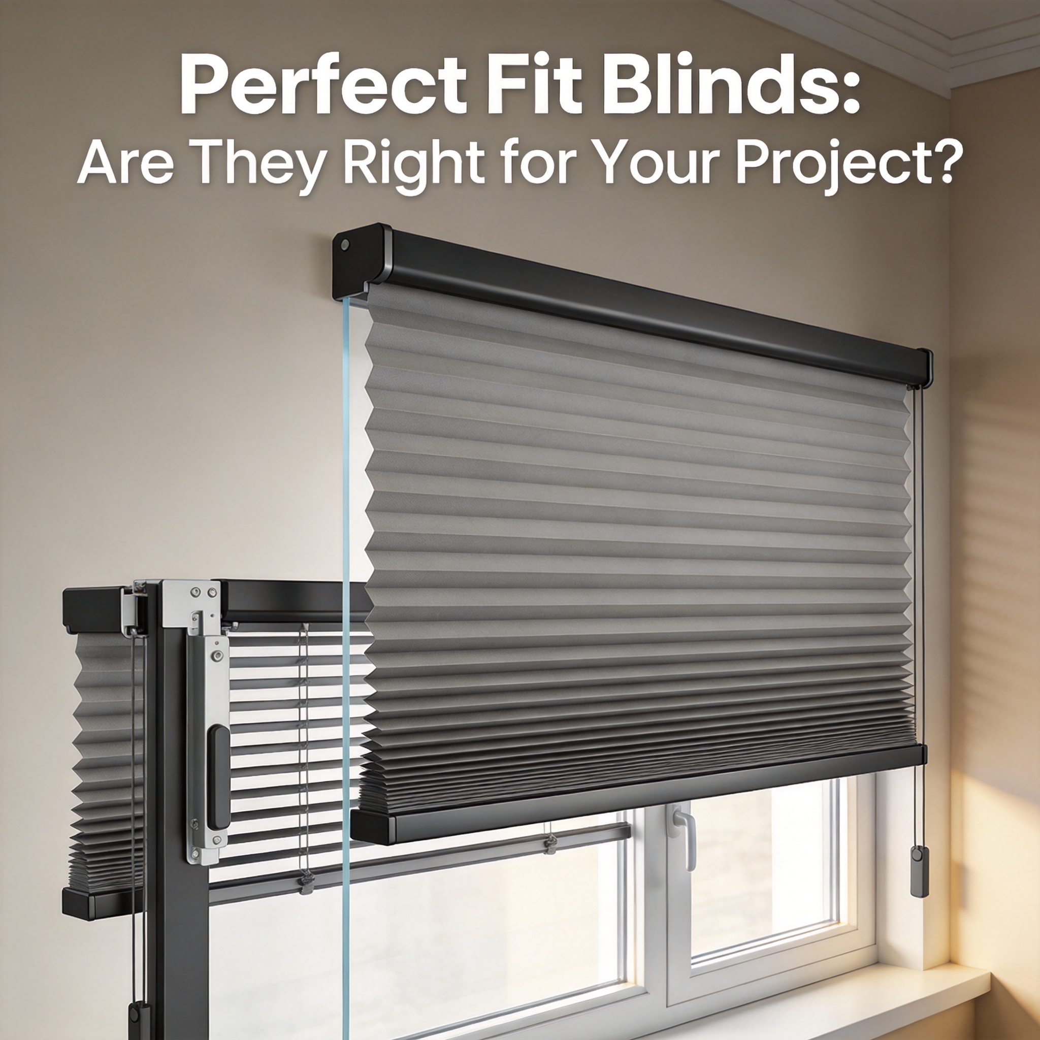 Close-up of a Perfect Fit blind cassette mounted on a uPVC window frame