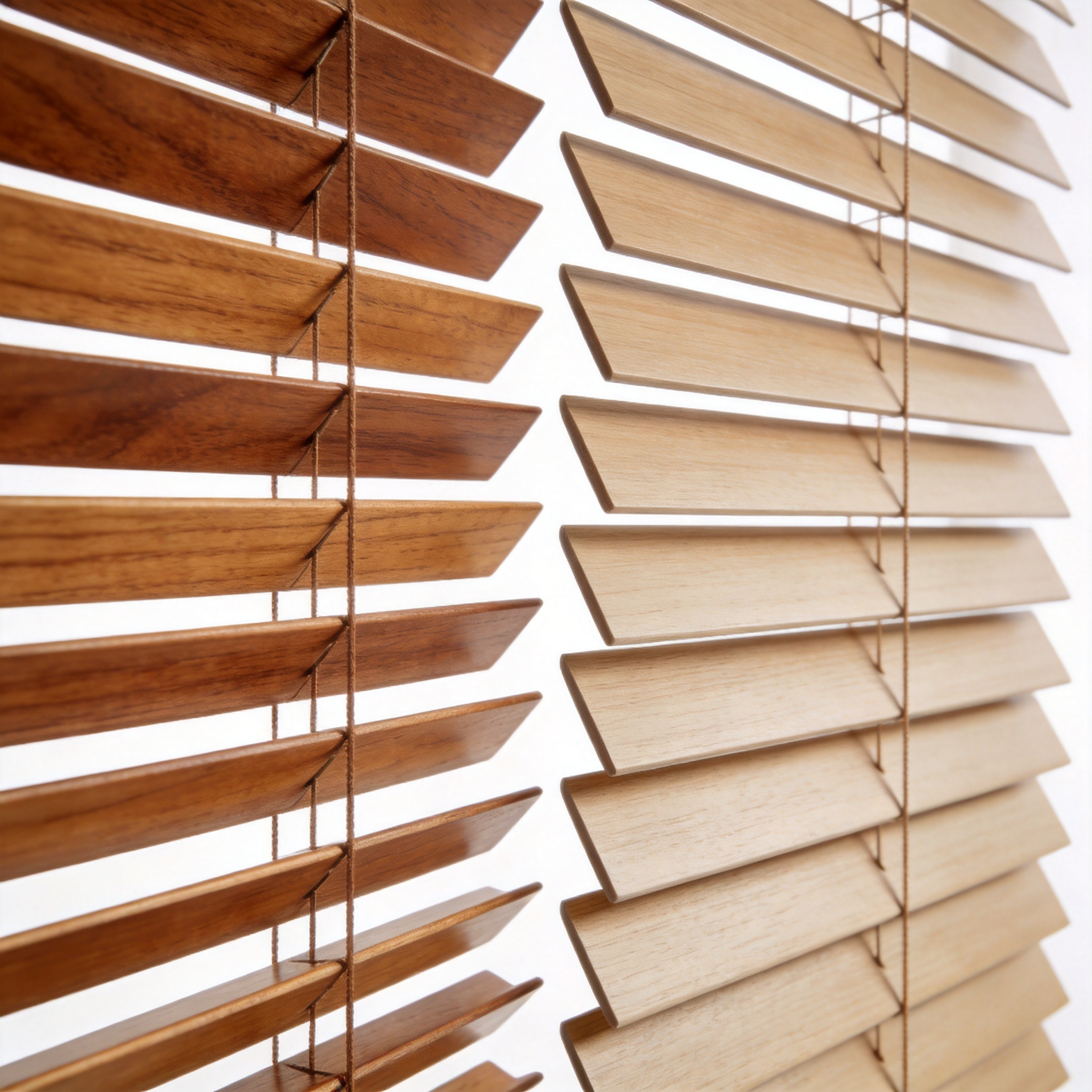 Close-up of basswood and PVC composite blind materials