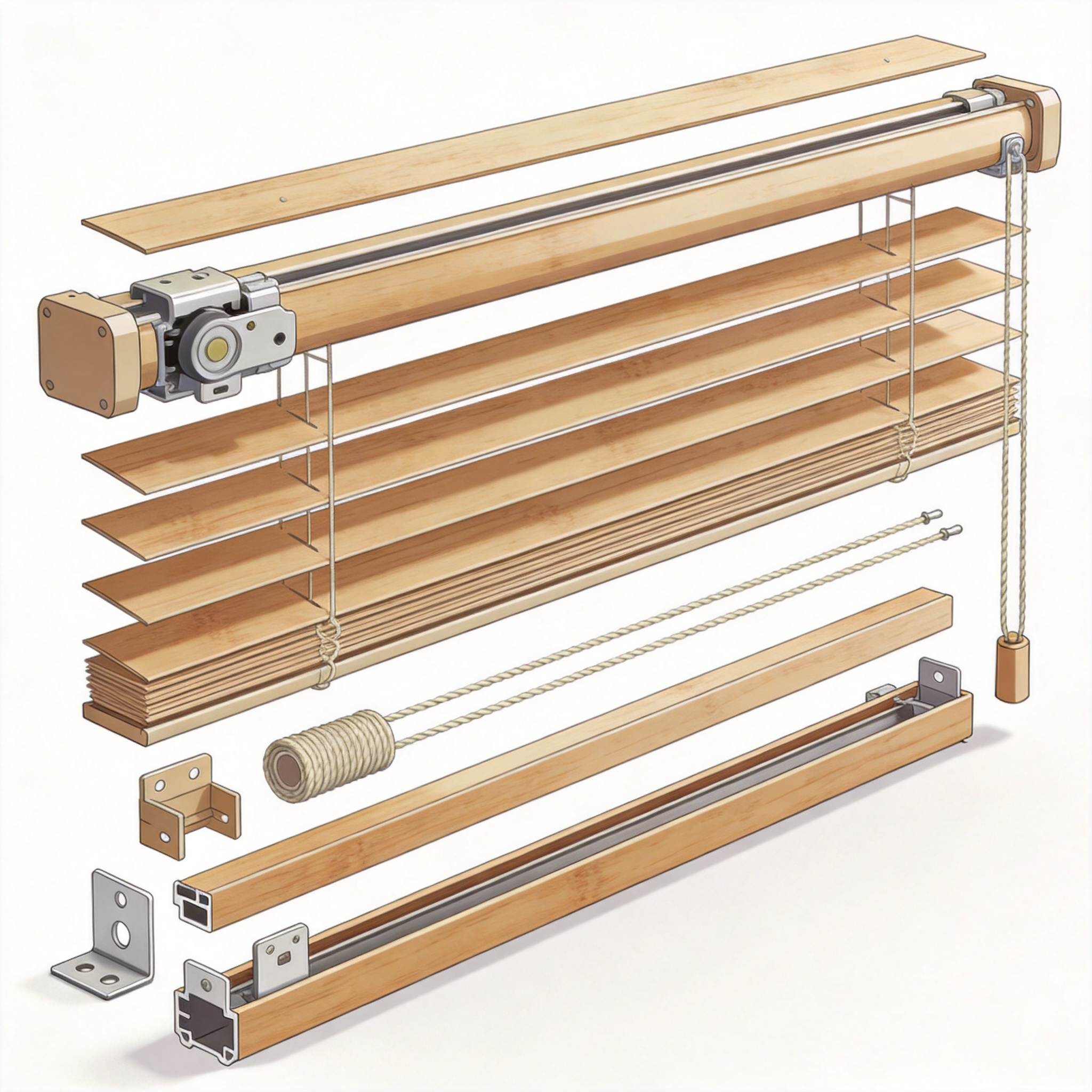 Wooden blind anatomy overview diagram