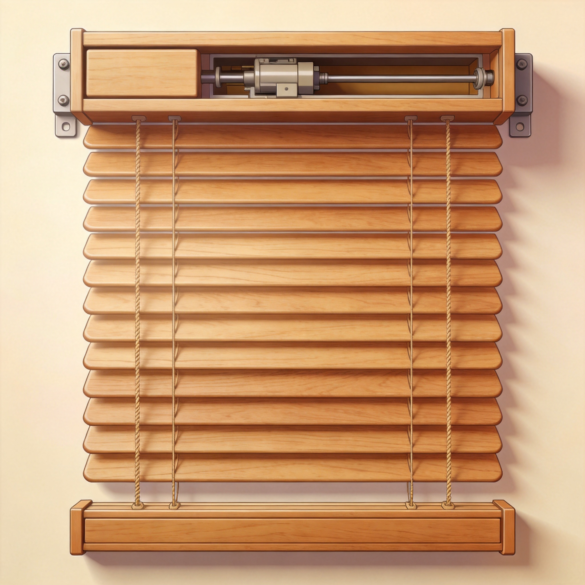 Wooden blind headrail internal mechanism