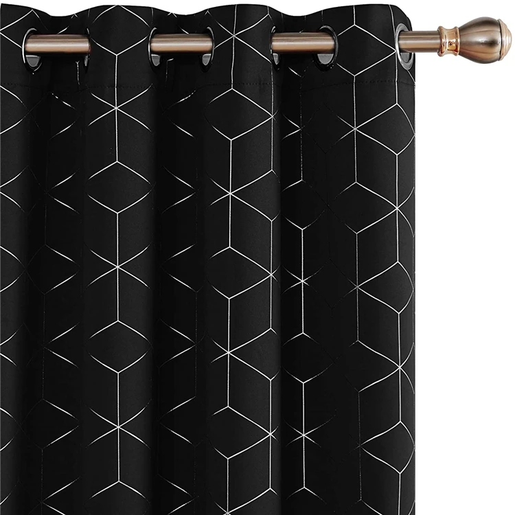 100 Percent Polyester Fire Retardant Hot Stamping Blackout Curtain Fabric