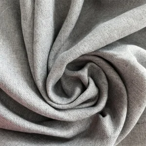 100 Percent Polyester Twill Linen-Look Blackout Curtain Fabric Flame Retardant Black Yarn