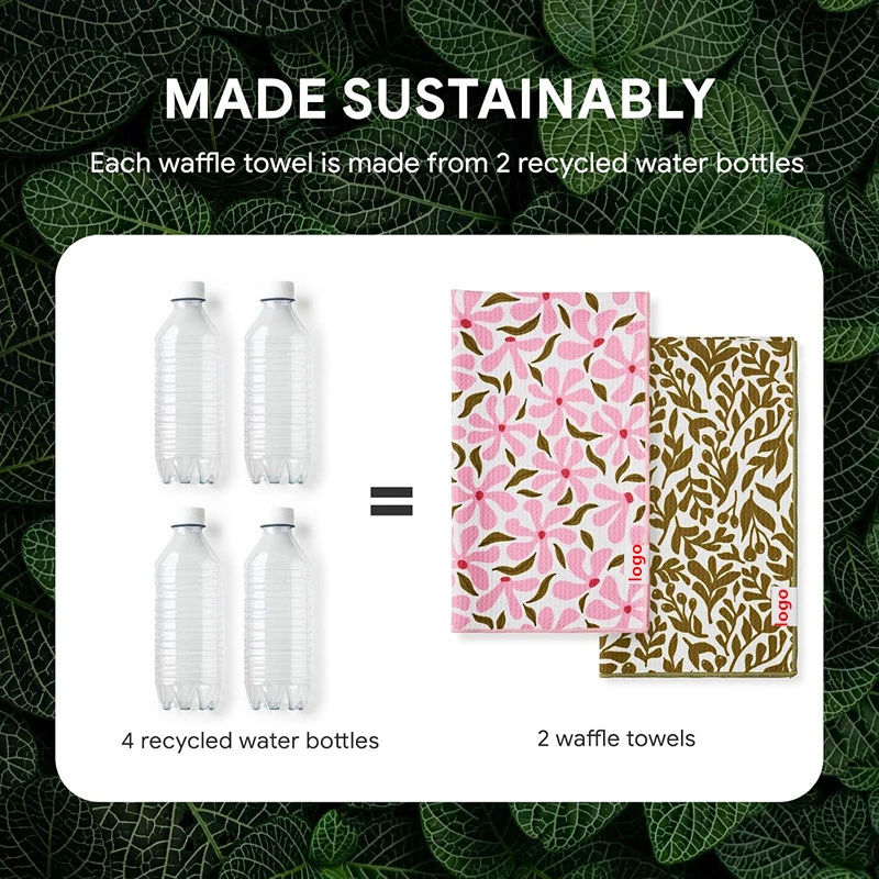 16x28 Inch Recycled Microfiber Waffle Kitchen Towel Quick Dry Absorbent Dish Cloth - Image 5