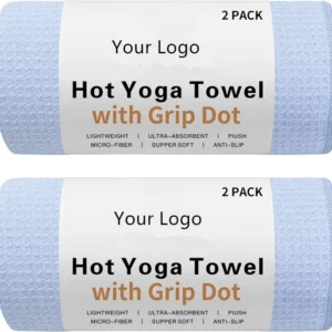 2 Pack Eco-Friendly Microfiber Yoga Towel Non-Slip Waffle Weave with Grip Dots Sweat Absorbent Hot Yoga Mat