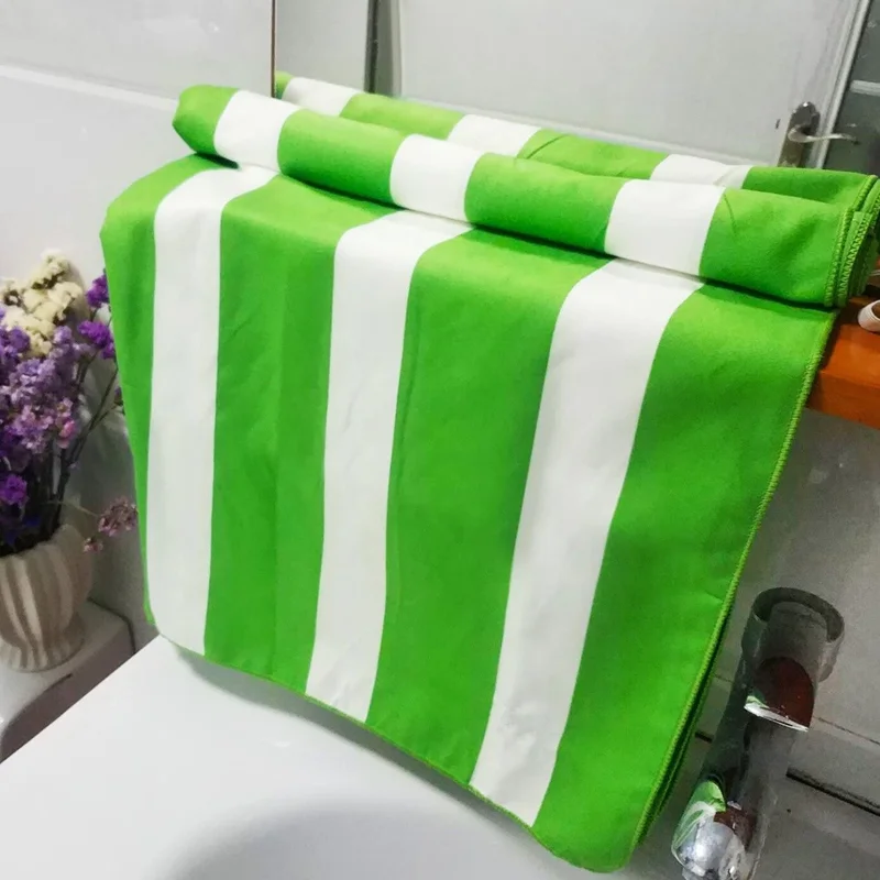 2 Pack Microfiber Absorbent Quick Dry Towel Set Stripe Sublimation Print Beach - Image 3