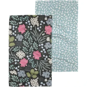 2 Pack Rectangle Microfiber Floral Kitchen Towels 18x26 Inch Soft Absorbent