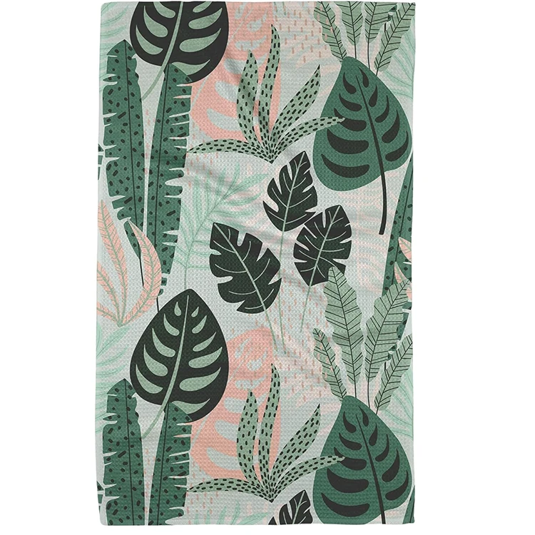 2 Pack Rectangle Microfiber Floral Kitchen Towels 18x26 Inch Soft Absorbent - Image 3