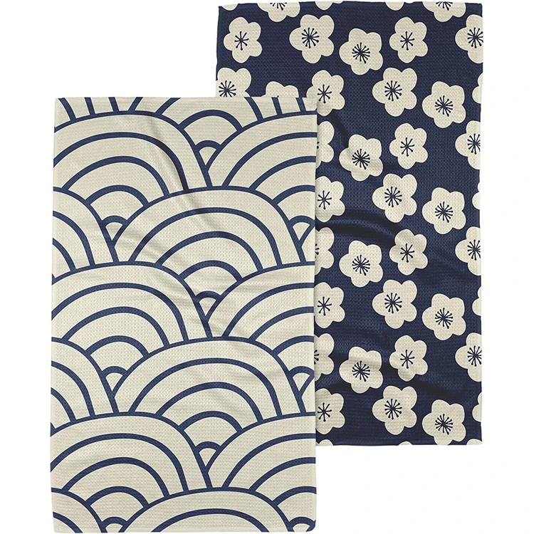 2 Pack Rectangle Microfiber Floral Kitchen Towels 18x26 Inch Soft Absorbent - Image 4