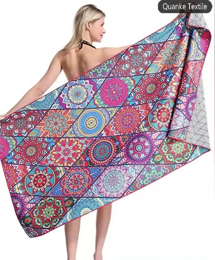 200 Gsm Microfiber Sand-Free Quick-Dry Hooded Beach Towel with Logo and Bag