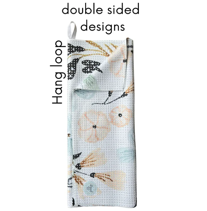 350 GSM Recycled Waffle Kitchen Towel Quick Dry Custom Antimicrobial Tea Towel - Image 2