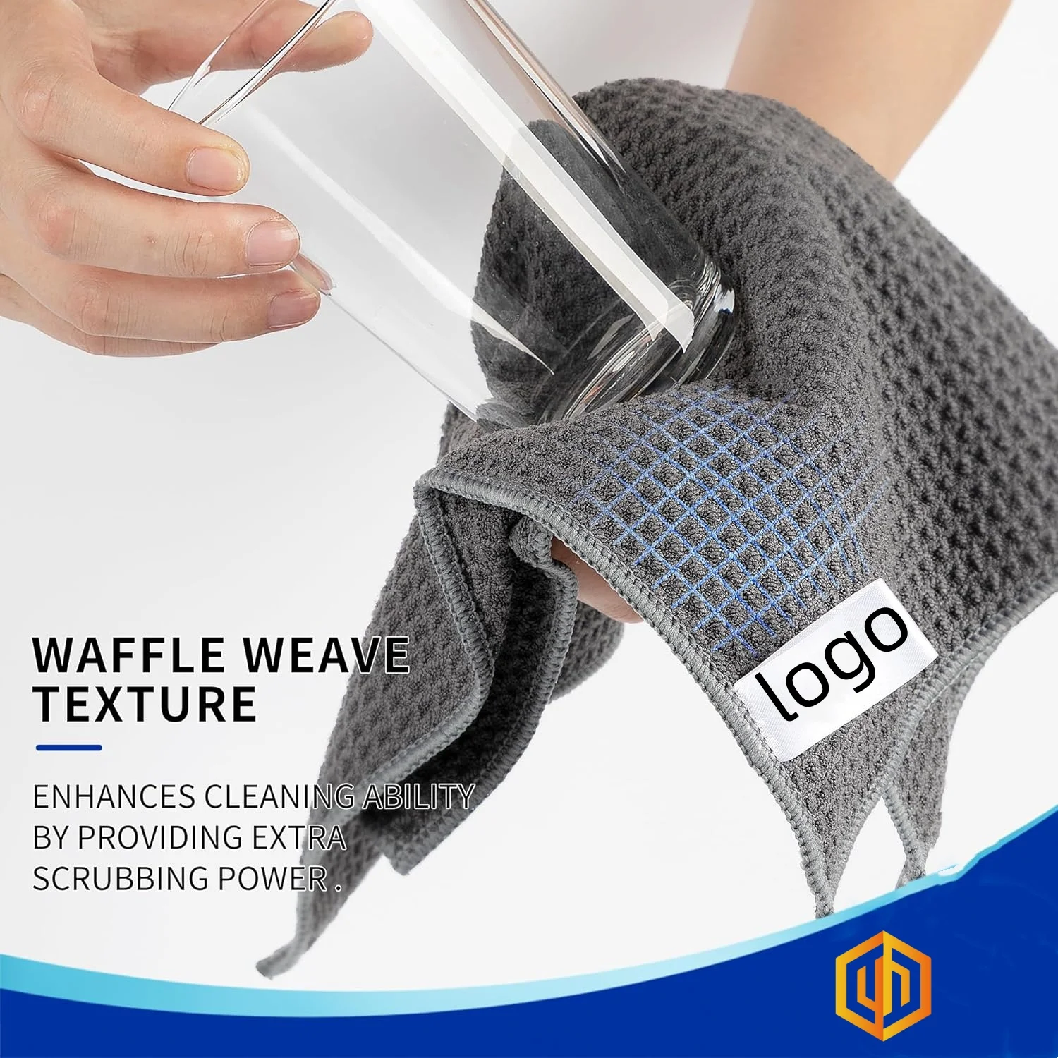 400 GSM Microfiber Waffle Towels Custom Logo Antimicrobial Quick-Dry Sustainable - Image 2