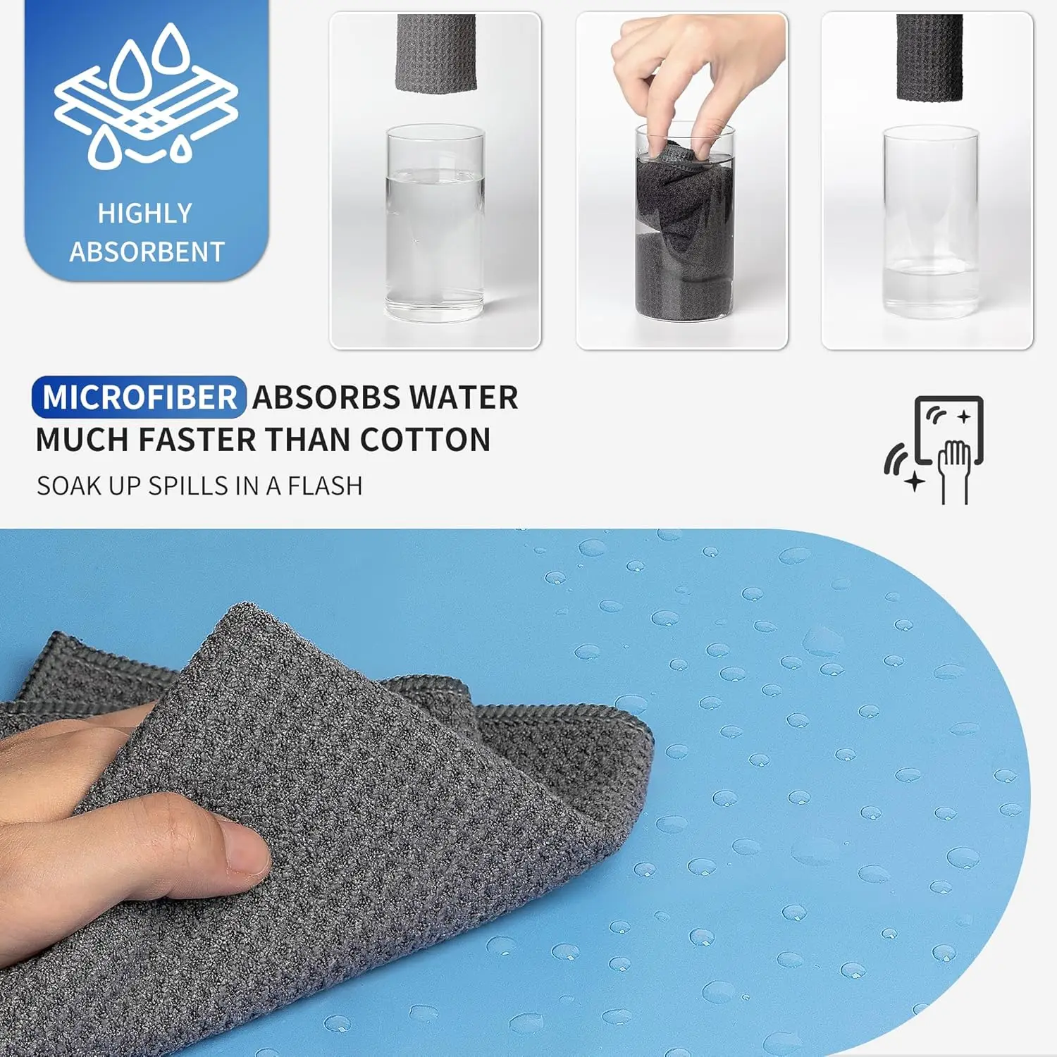 400 GSM Microfiber Waffle Towels Custom Logo Antimicrobial Quick-Dry Sustainable - Image 3