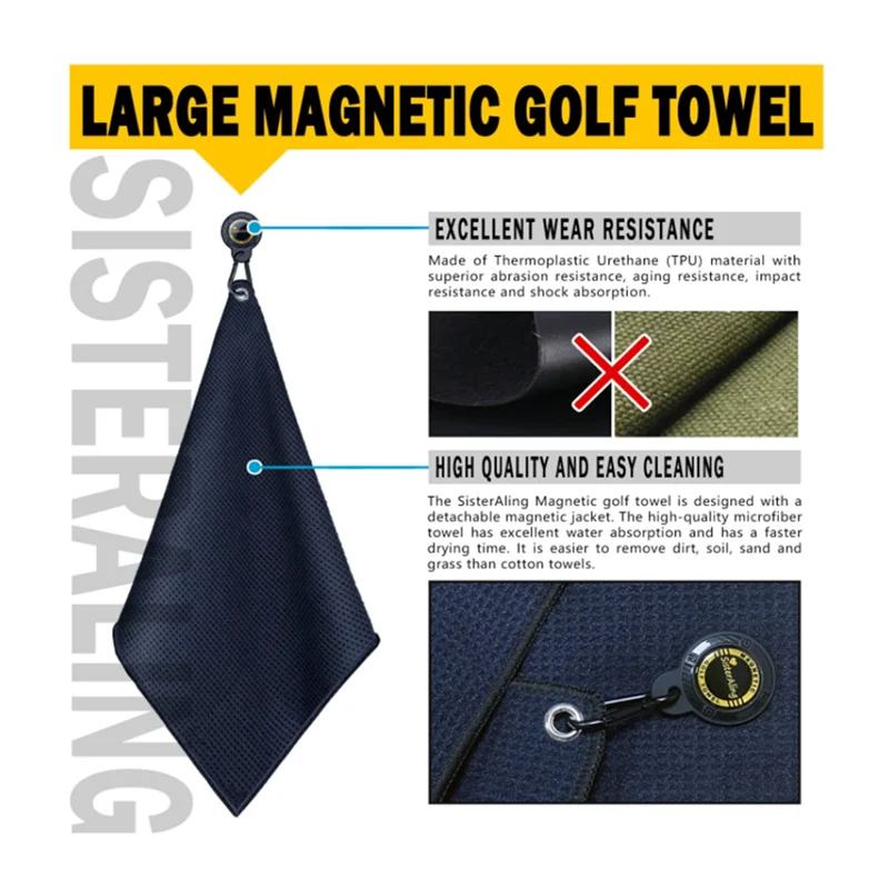 400gsm Golf Waffle Towel Printed Custom Magnet and Brush - Image 5
