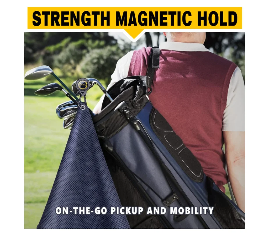 400gsm Golf Waffle Towel Printed Custom Magnet and Brush - Image 6