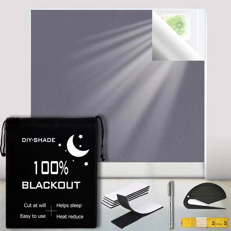 420D Oxford Fabric Blackout Curtains DIY Cuttable Waterproof Silver Black - Image 4