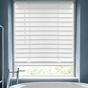 50mm Built-In PVC Fauxwood Blinds UV Blocking Eco-Friendly Durable Dust-Proof Mold-Resistant