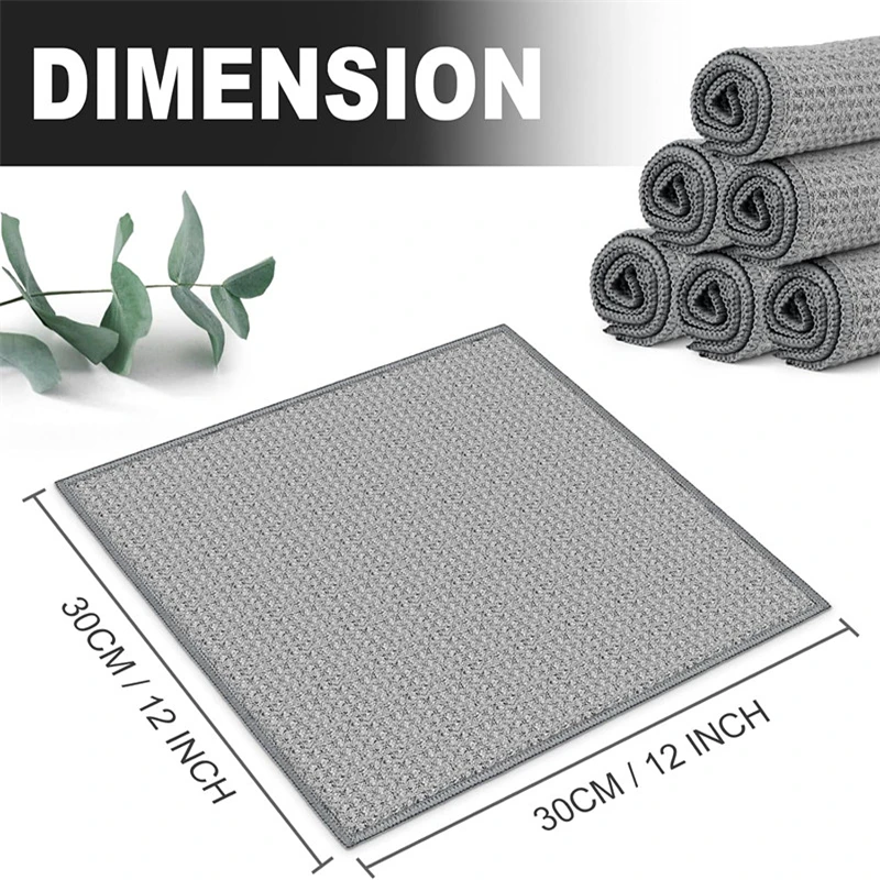 80 Percent Polyester 20 Percent Polyamide Microfiber Kitchen Dish Towel Set Quick-Dry Absorbent Waffle Weave Cleaning Towels - Image 2