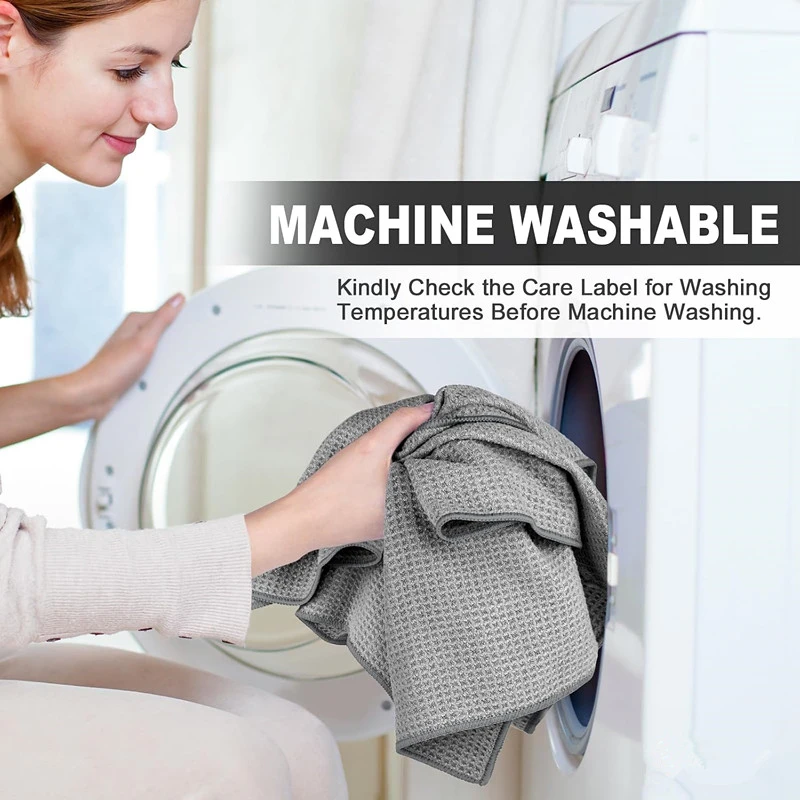 80 Percent Polyester 20 Percent Polyamide Microfiber Kitchen Dish Towel Set Quick-Dry Absorbent Waffle Weave Cleaning Towels - Image 5