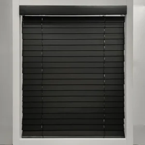 A-OK Modern Black Motor Blinds Horizontal Wood Sun Shading Smart Home Essential