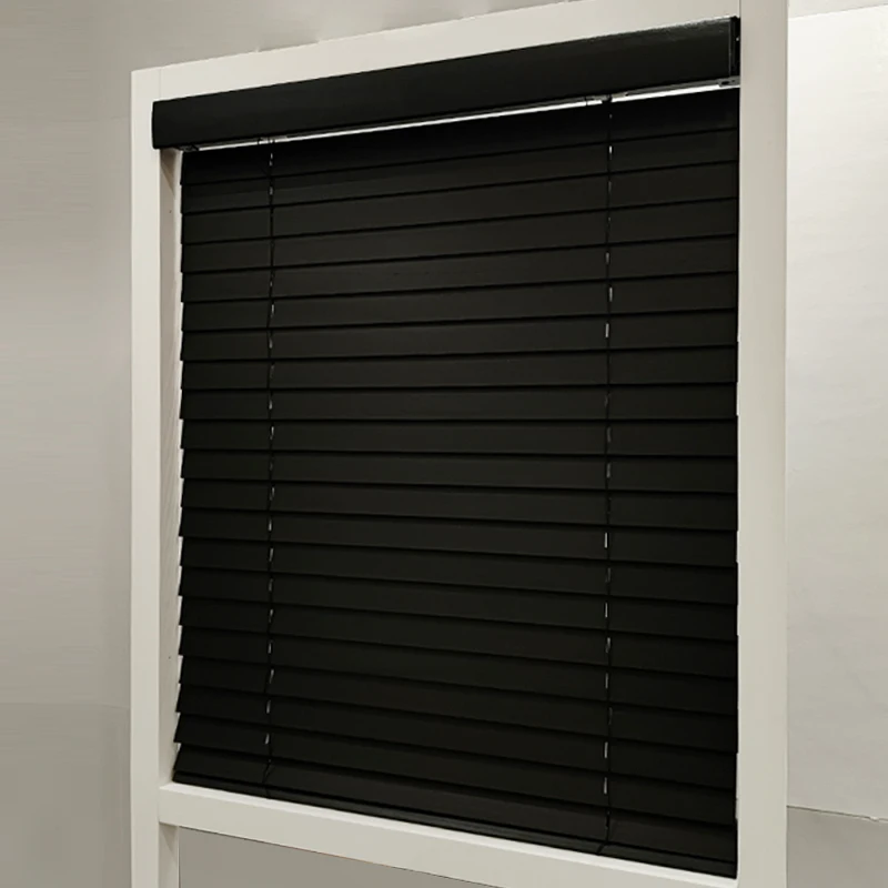 A-OK Modern Black Motor Blinds Horizontal Wood Sun Shading Smart Home Essential - Image 2