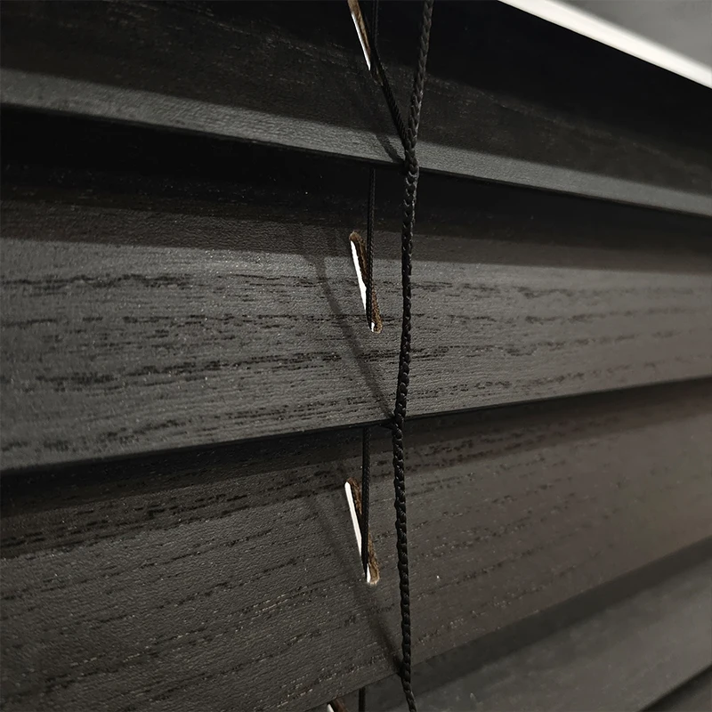 A-OK Modern Black Motor Blinds Horizontal Wood Sun Shading Smart Home Essential - Image 3
