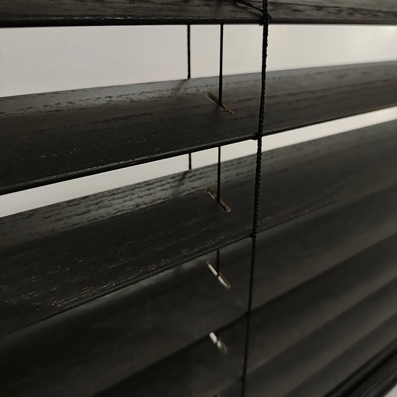 A-OK Modern Black Motor Blinds Horizontal Wood Sun Shading Smart Home Essential - Image 4