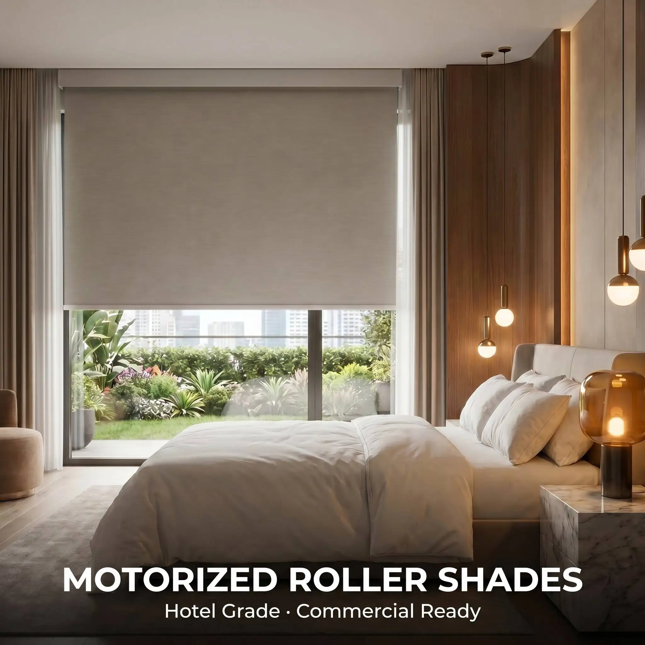 A-OK Motorized Roller Blind Blackout Shade Polyester Custom Size Eco-Friendly