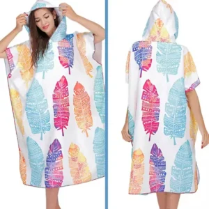 Adult Light Weight Custom Microfiber Suede Beach Poncho Towel Quick Dry Sand Proof Recycled