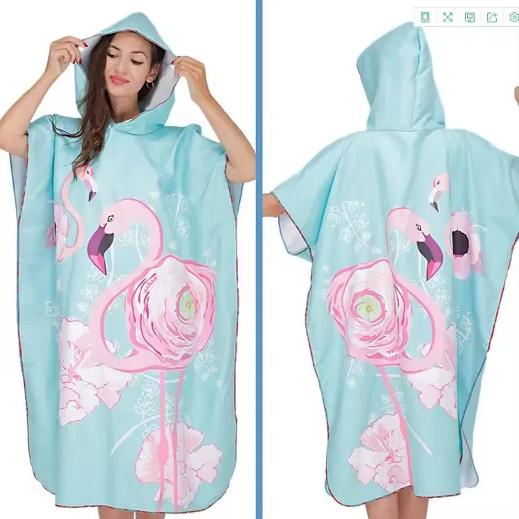 Adult Light Weight Custom Microfiber Suede Beach Poncho Towel Quick Dry Sand Proof Recycled - Image 2