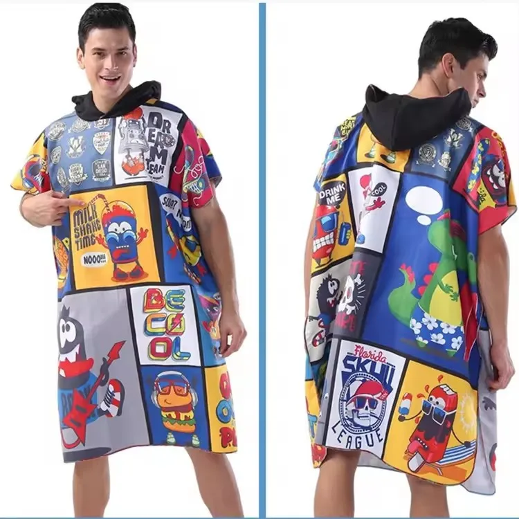 Adult Light Weight Custom Microfiber Suede Beach Poncho Towel Quick Dry Sand Proof Recycled - Image 5
