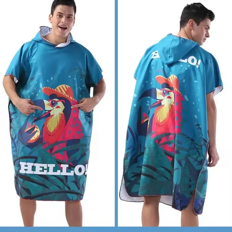 Adult Light Weight Custom Microfiber Suede Beach Poncho Towel Quick Dry Sand Proof Recycled - Image 6