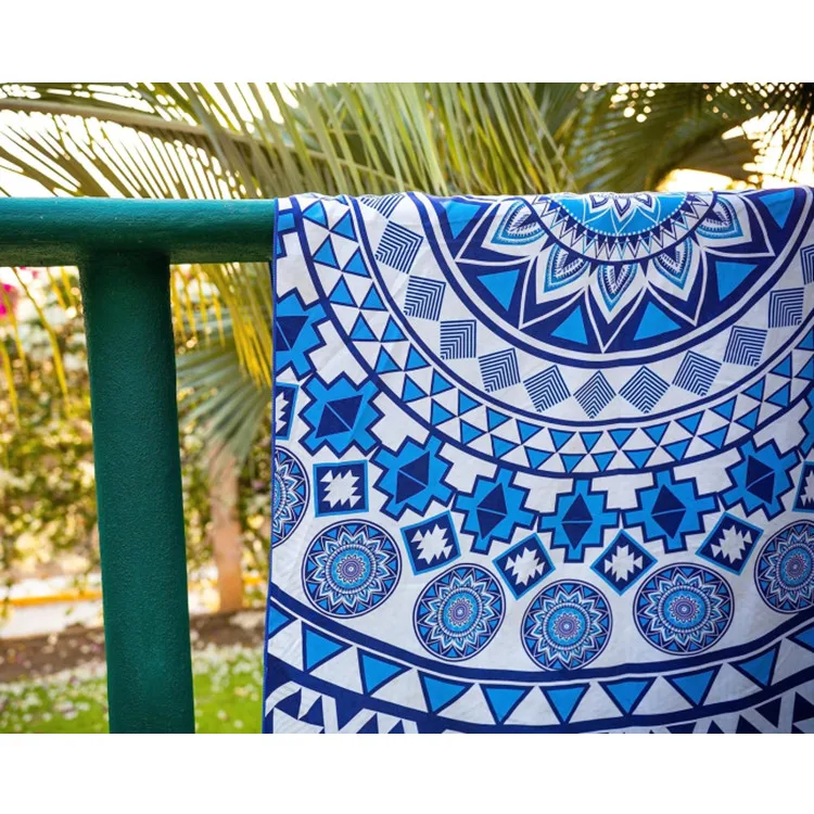 Bohemian Large Rectangle Beach Towel Custom Square Mesh Bag Printed Logo Summer