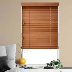 Built-In Wood Blinds Partially Cordless Venetian Shades for Balcony Office