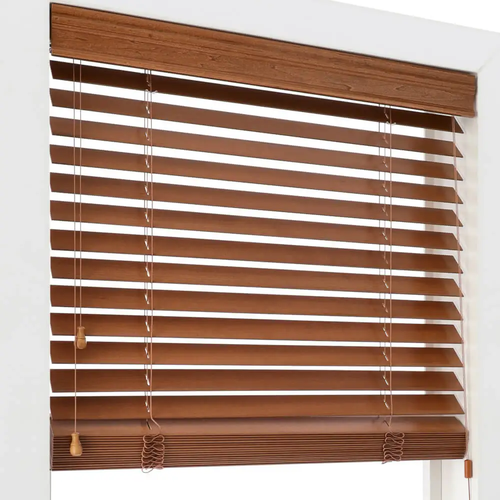 Built-In Wood Blinds Partially Cordless Venetian Shades for Balcony Office - Image 2