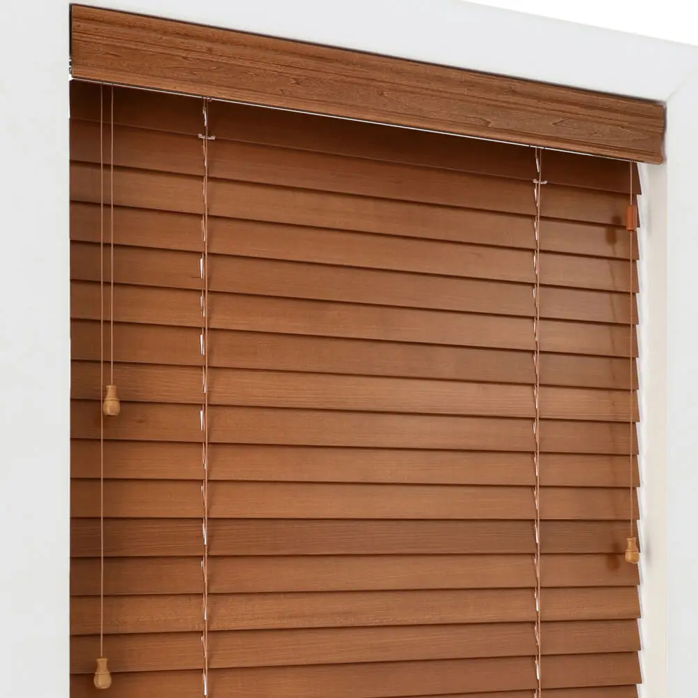 Built-In Wood Blinds Partially Cordless Venetian Shades for Balcony Office - Image 3