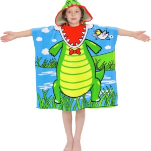 Bulk Wholesale Fast Drying Hooded Beach Poncho-High Absorbency Microfiber Animal Print Compact Foldable Absorbent Child-Proof