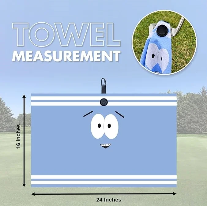 Cartoon Waffle Golf Towel with Magnetic Hook for Club Cleaning - Image 5