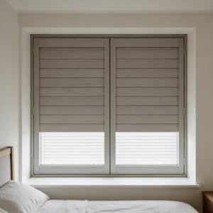 Combination Blackout Shutter with Built-in Honeycomb Blind 100 Percent Light Blocking