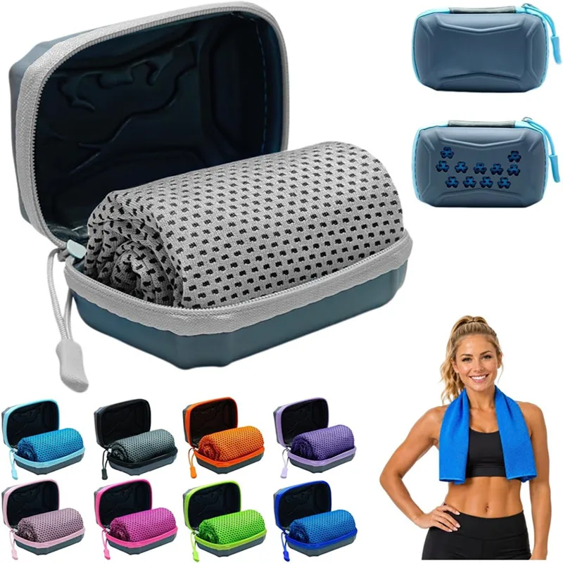 Cooling Towel with Storage Box Compressed Lightweight Quick-Dry Neck Towel for Sports Outdoors Fitness Hot Summer